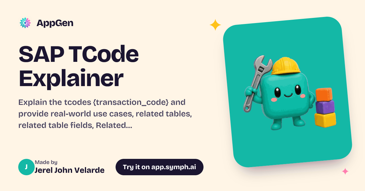 SAP TCode Explainer | AppGen