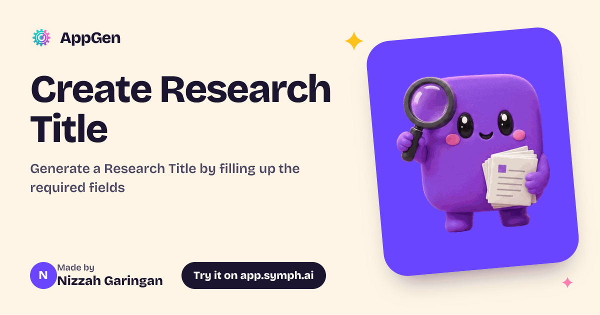 Create Research Title | AppGen
