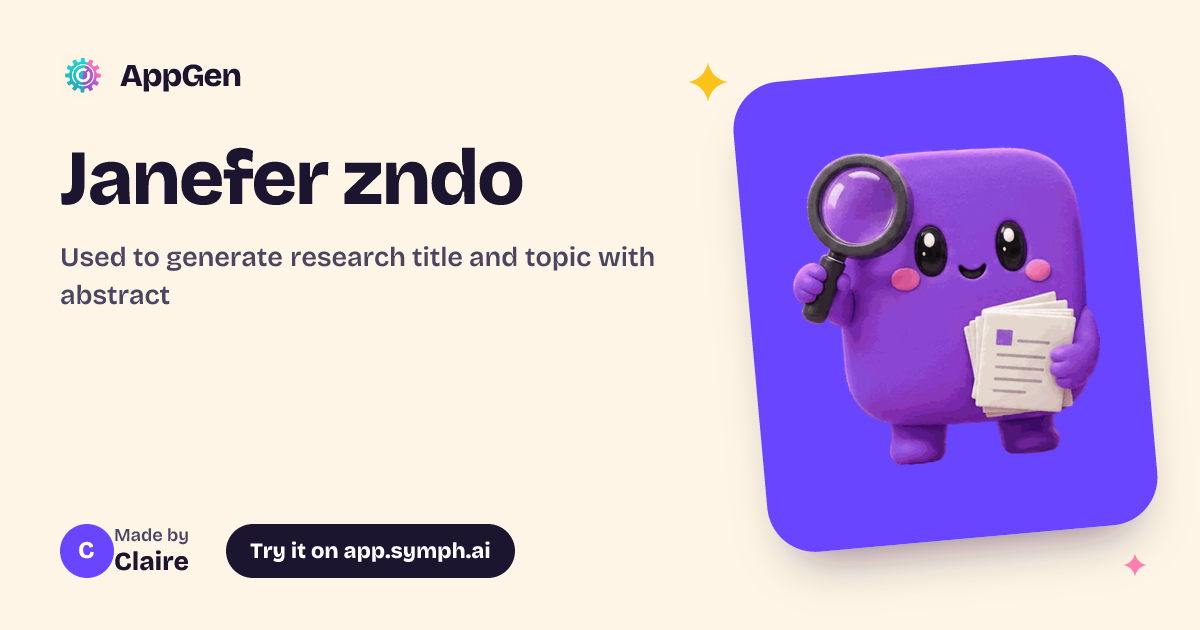 Janefer zndo | AppGen