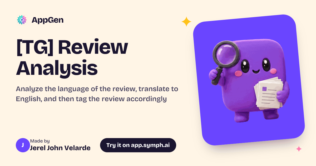 [TG] Review Analysis | AppGen