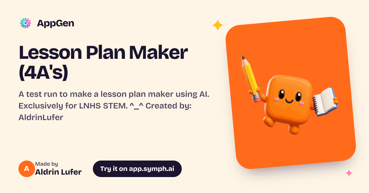 Lesson Plan Maker (4A's) | AppGen
