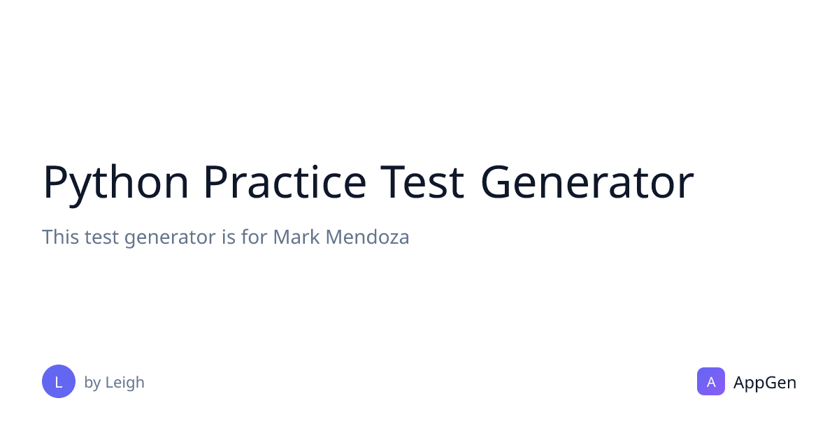 Python Practice Test Generator | AppGen