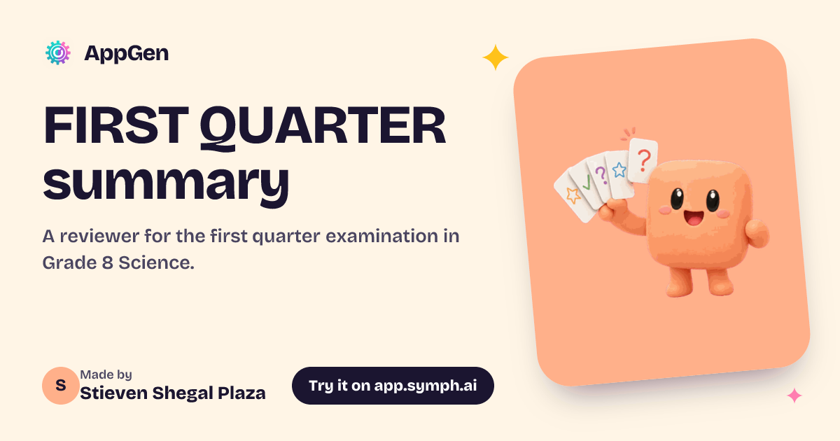 FIRST QUARTER summary | AppGen