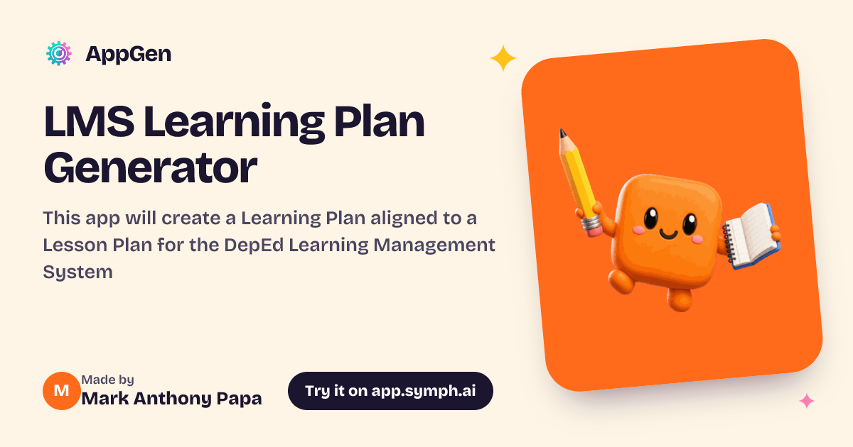 LMS Learning Plan Generator | AppGen