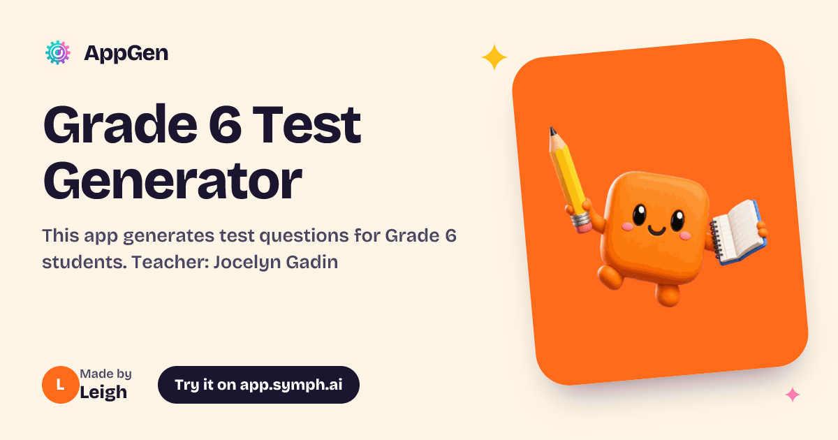 Grade 6 Test Generator | AppGen