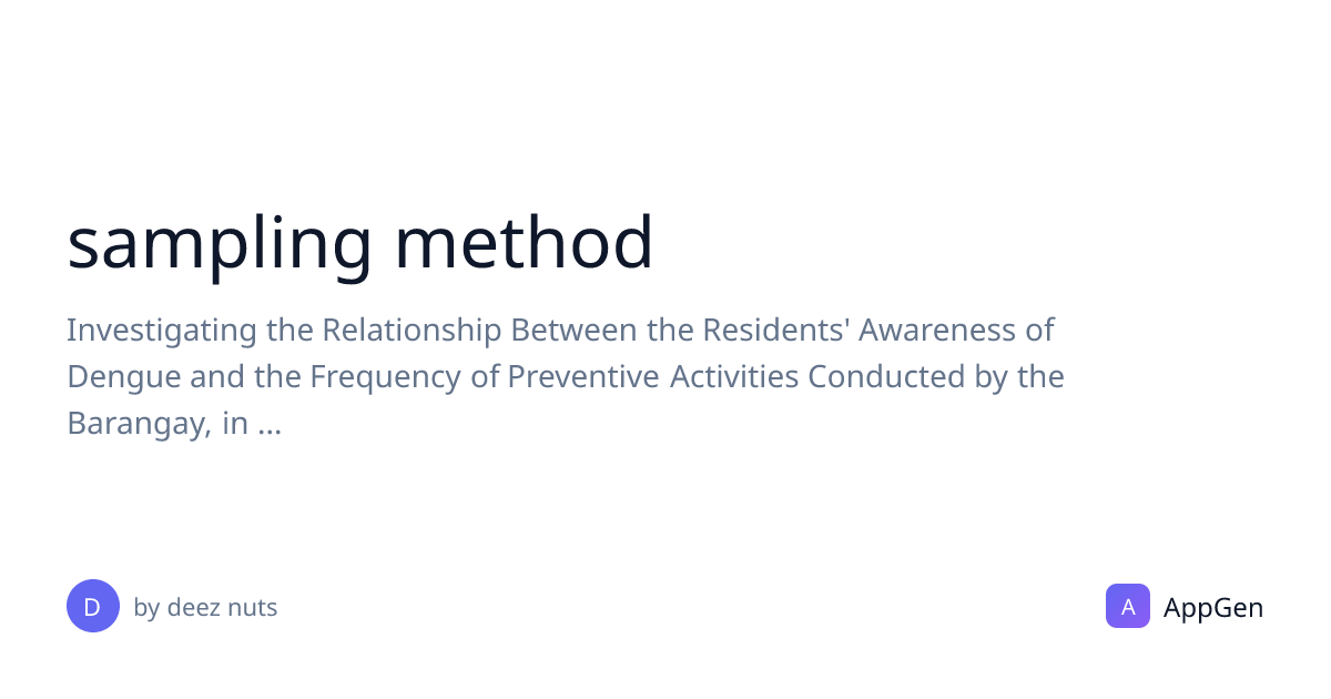 sampling method | AppGen