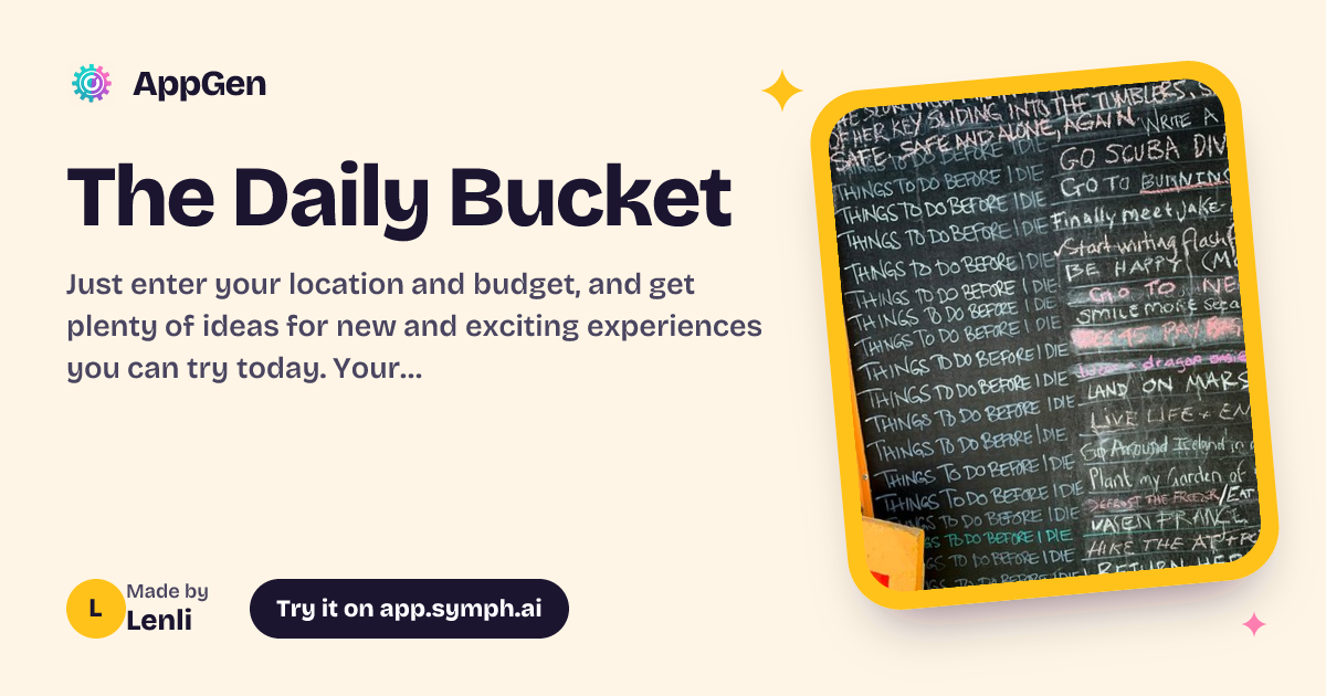 The Daily Bucket | AppGen